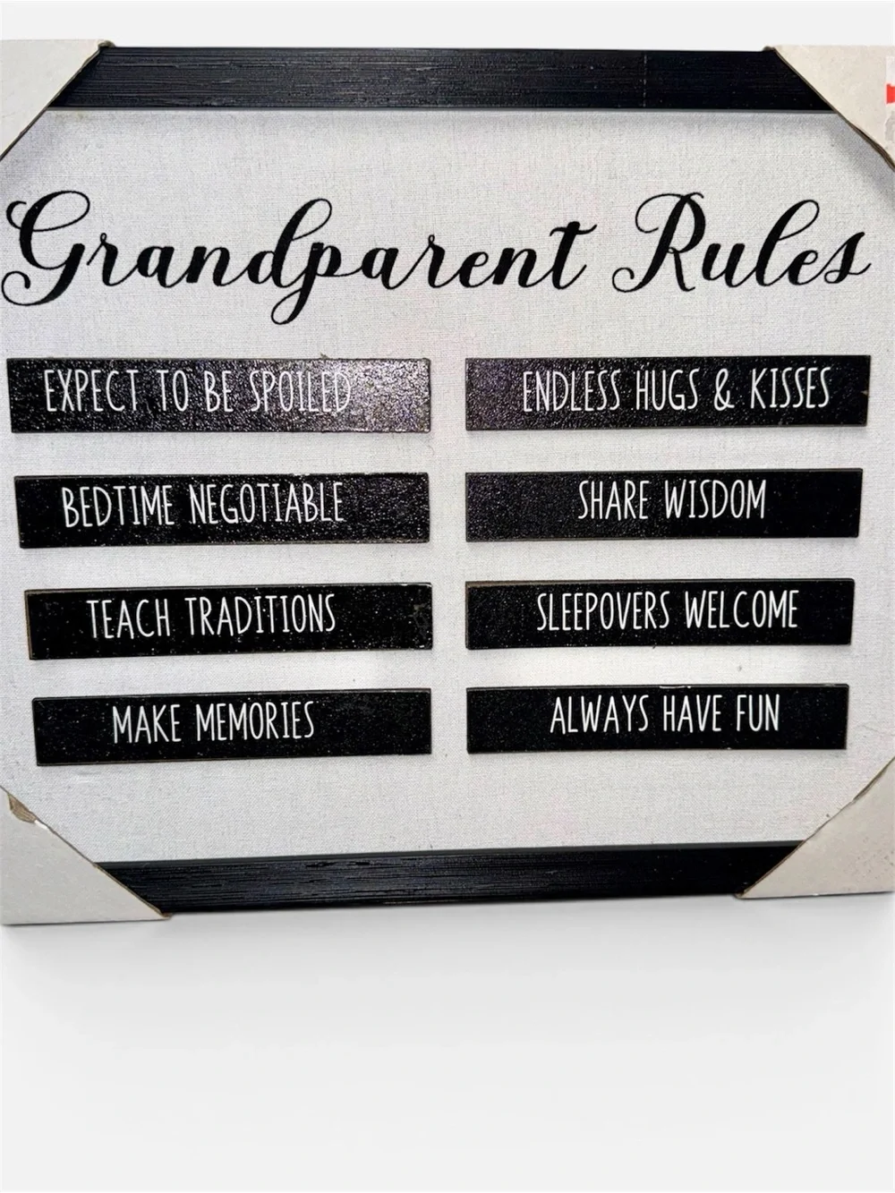 NWT- “Grandparent Rules” Framed Wall Sign/Home Decor